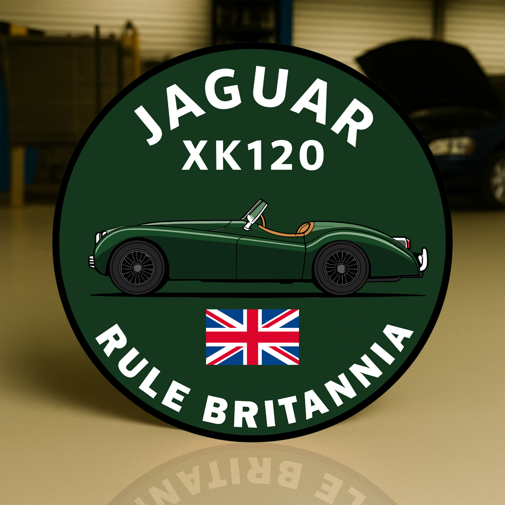 Jaguar XK120 Rule Britannia Metal Tabela