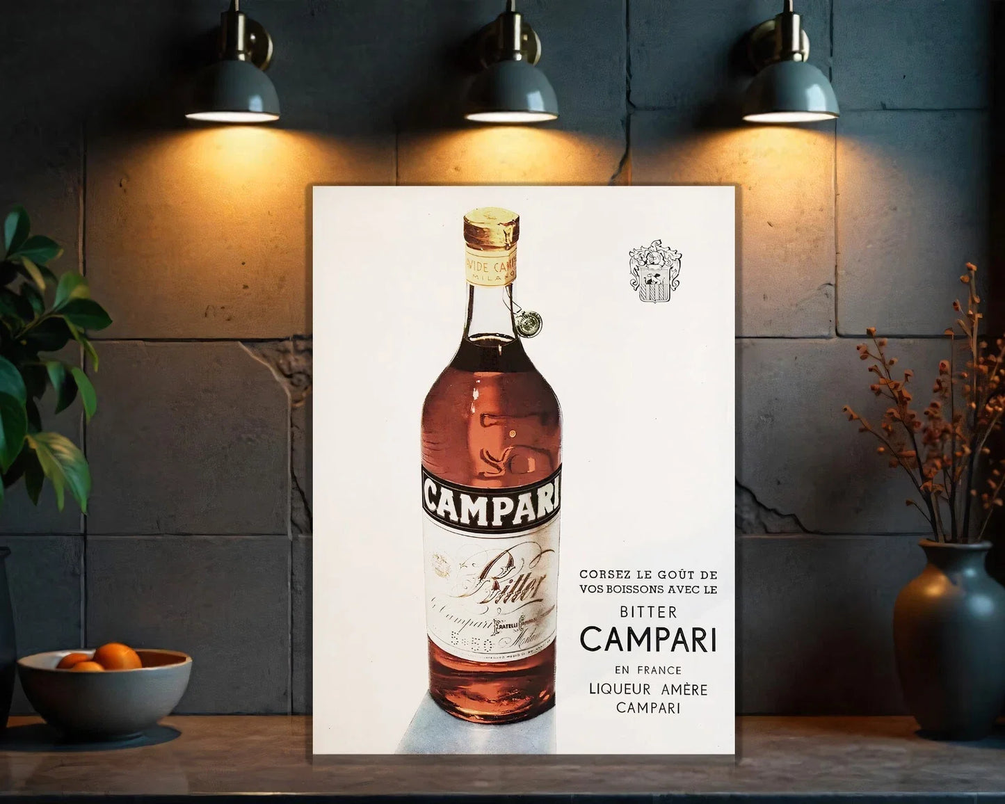 Campari Bitter French - Minimalist Liquor Metal Tabela