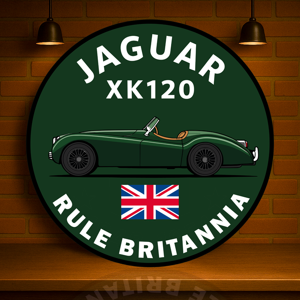 Jaguar XK120 Rule Britannia Metal Tabela