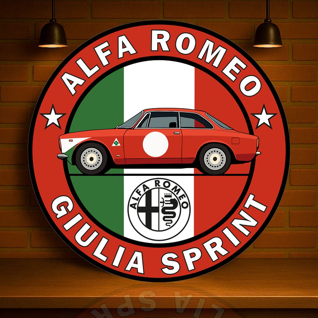 Alfa Romeo Giulia Sprint Italian Racing Soul Reimagined Metal Tabela