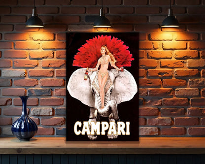 Campari Showgirl & Elephant - Burlesque Edition Metal Tabela