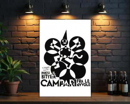 Campari Depero "Presi il Bitter fra le Nuvole" Metal Tabela