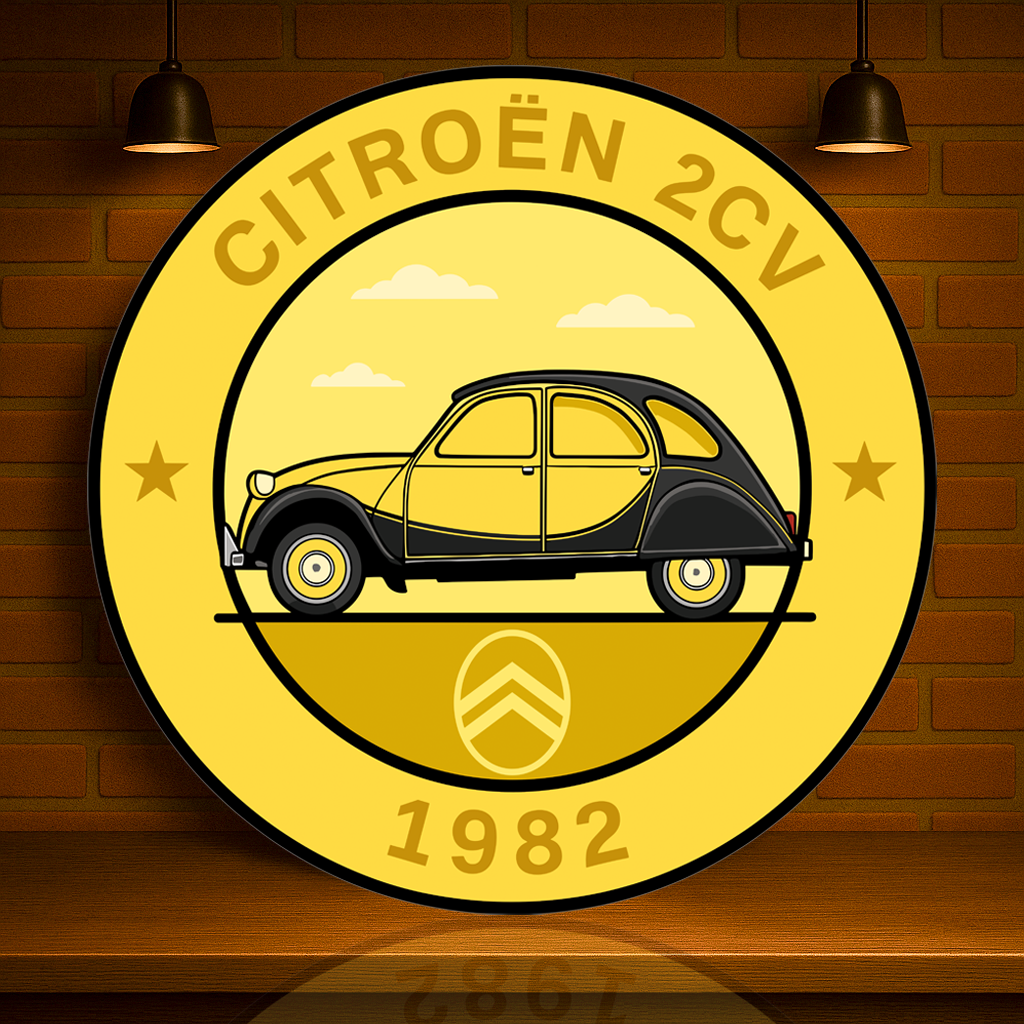 Citroën 2CV (1982) The French Icon of Simplicity Metal Tabela