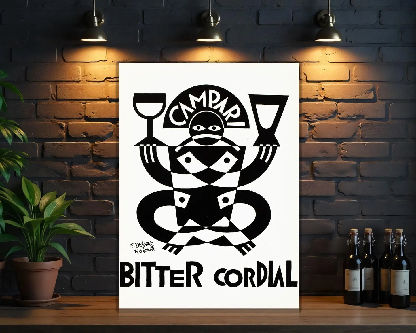 Campari Bitter Cordial Rare Depero Metal Tabela