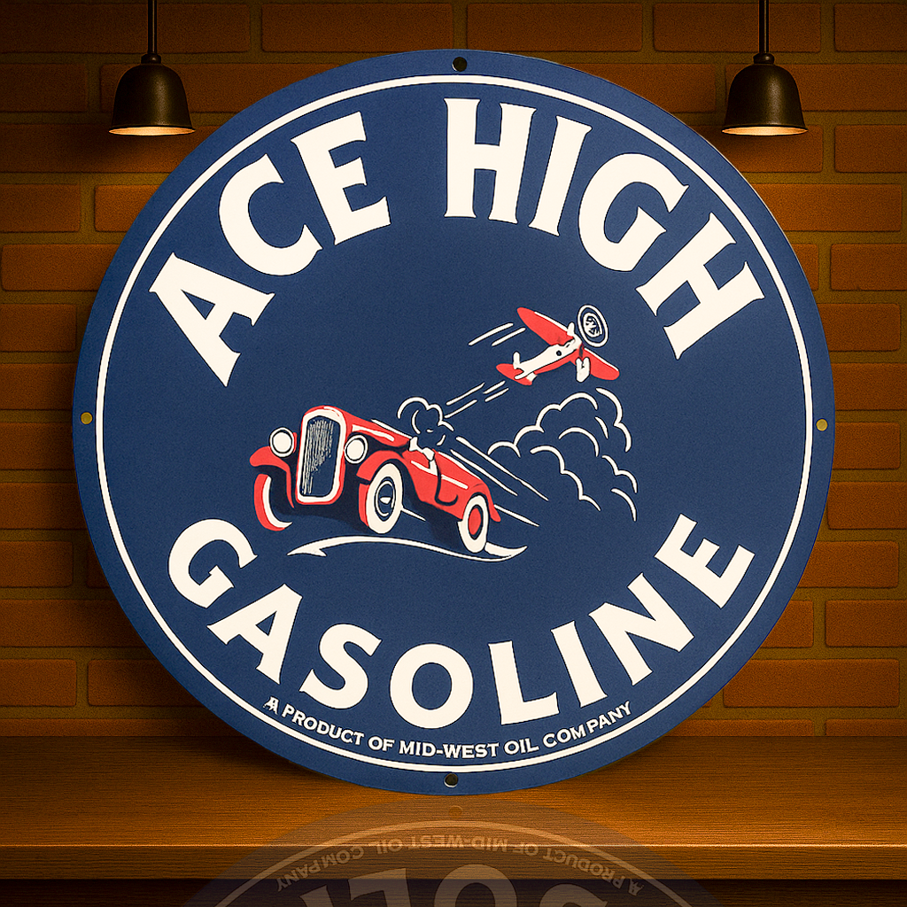 Ace High Racing Car Gasoline Metal Tabela
