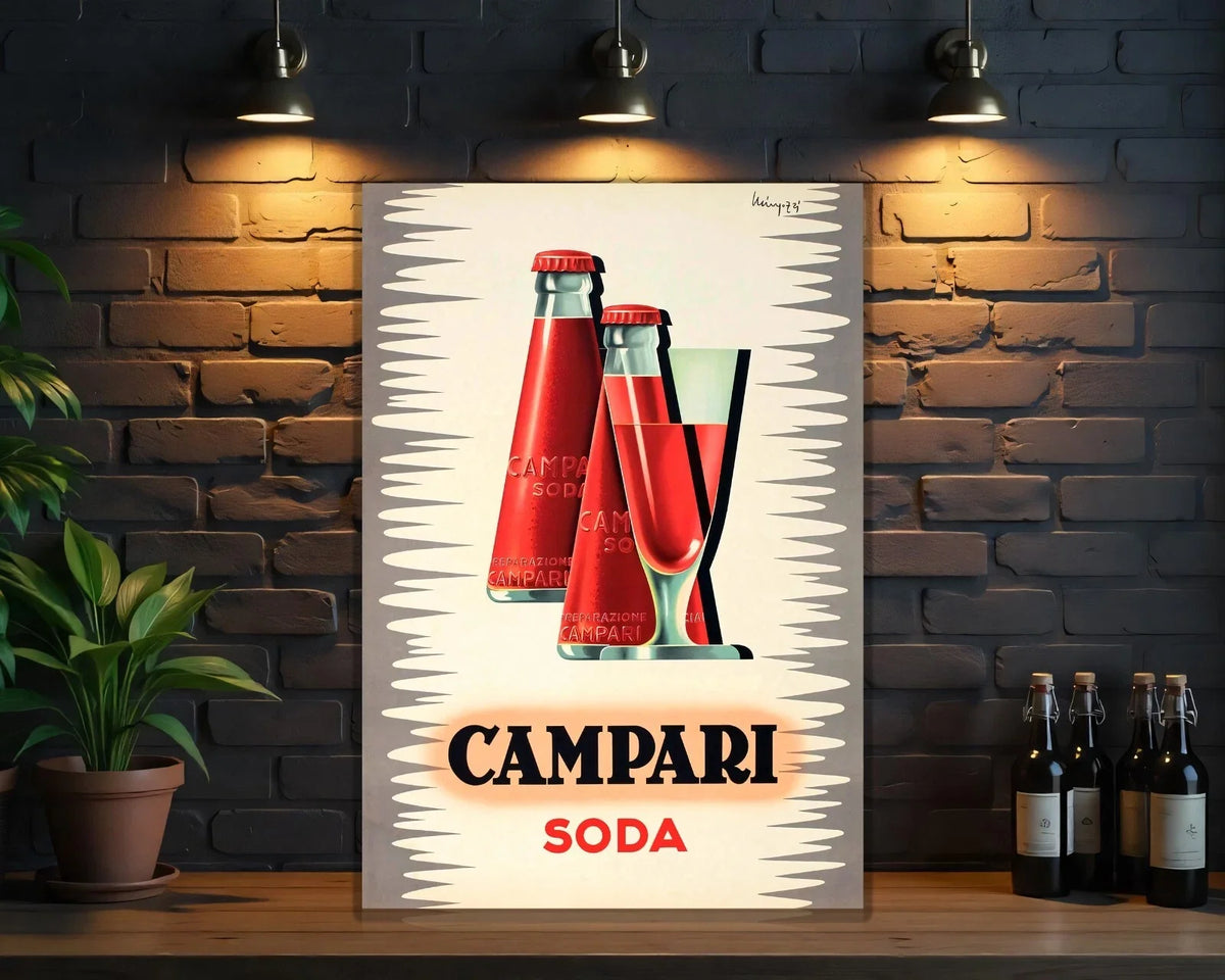 Campari Soda Vintage Retro Italian Beverage Metal Tabela