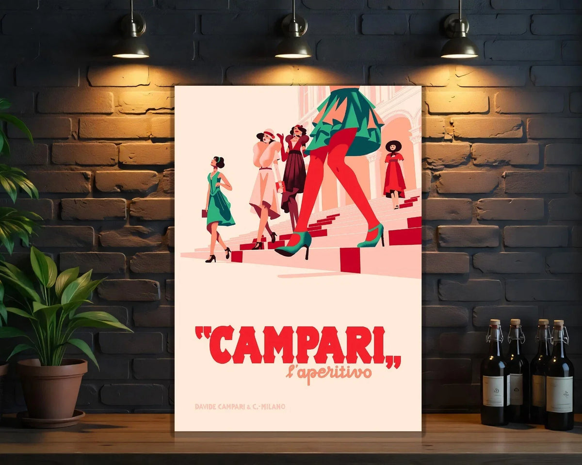 Campari Italian Aperitivo Fashion Stairs Metal Tabela