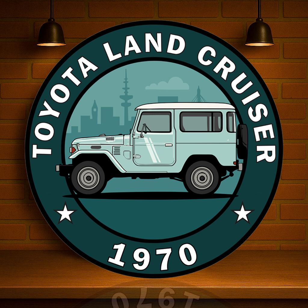 Toyota Land Cruiser 1970 FJ40 Side Profile Metal Tabela
