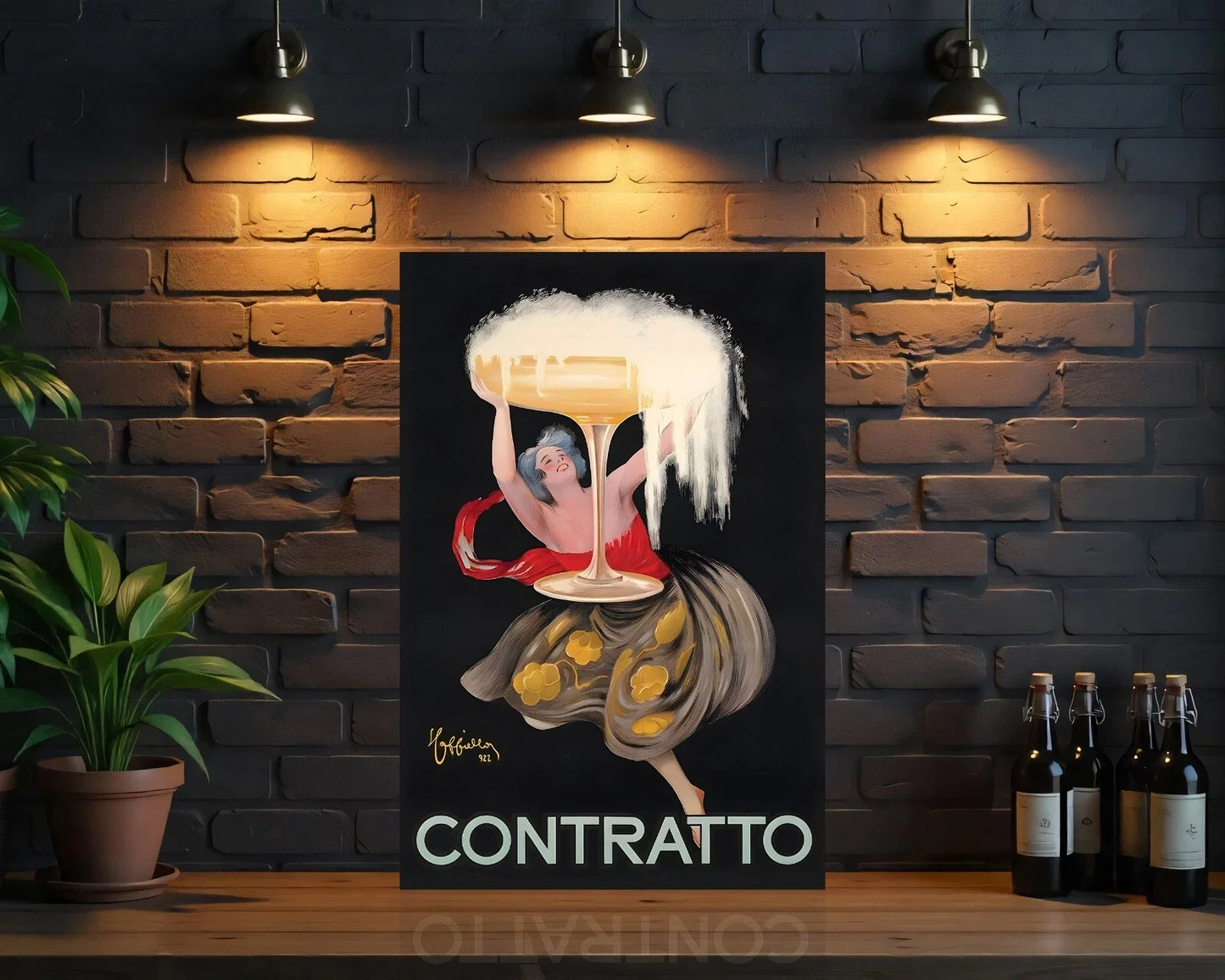 Contratto Champagne 1920s Italian Sparkling Wine Metal Tabela