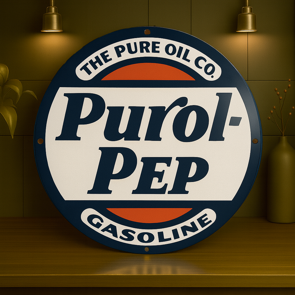 Purol - Pep Gasoline The Pure Oil Co. Metal Tabela