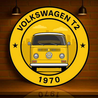 Volkswagen 1970 T2 Kombi Yellow Edition Metal Tabela