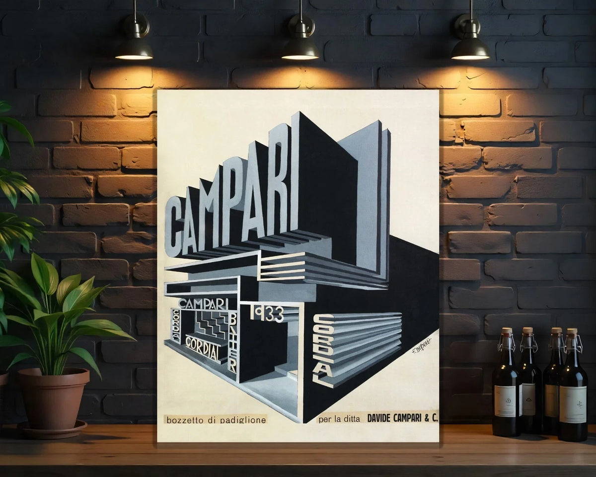 Campari Cordial 1933 Futurist Pavilion Expo Design Metal Tabela