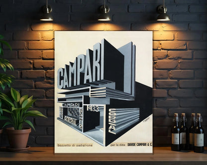 Campari Cordial 1933 Futurist Pavilion Expo Design Metal Tabela