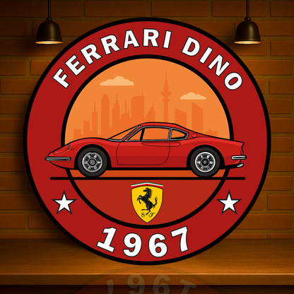FERRARI DINO The Birth of the Baby Ferrari (1967) Metal Tabela