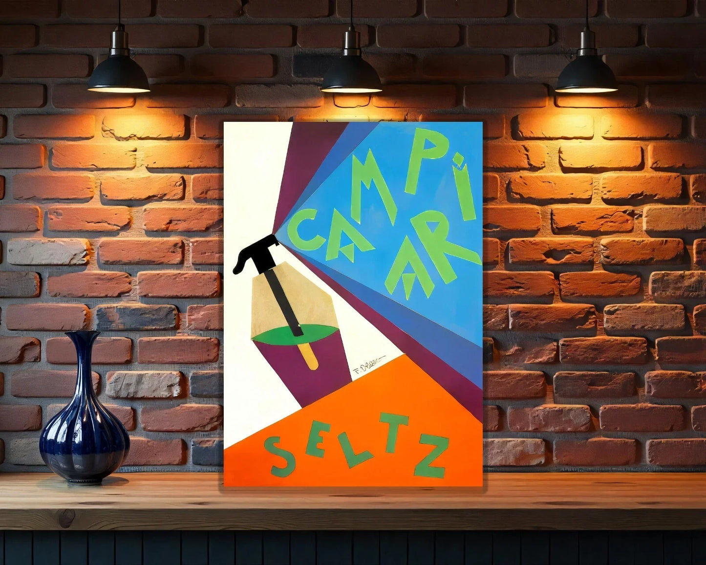 Campari Seltz Futurist - Bold Geometric Version Metal Tabela