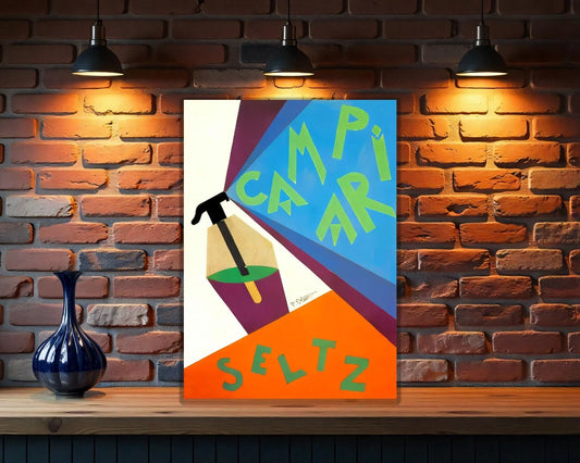 Campari Seltz Futurist - Bold Geometric Version Metal Tabela