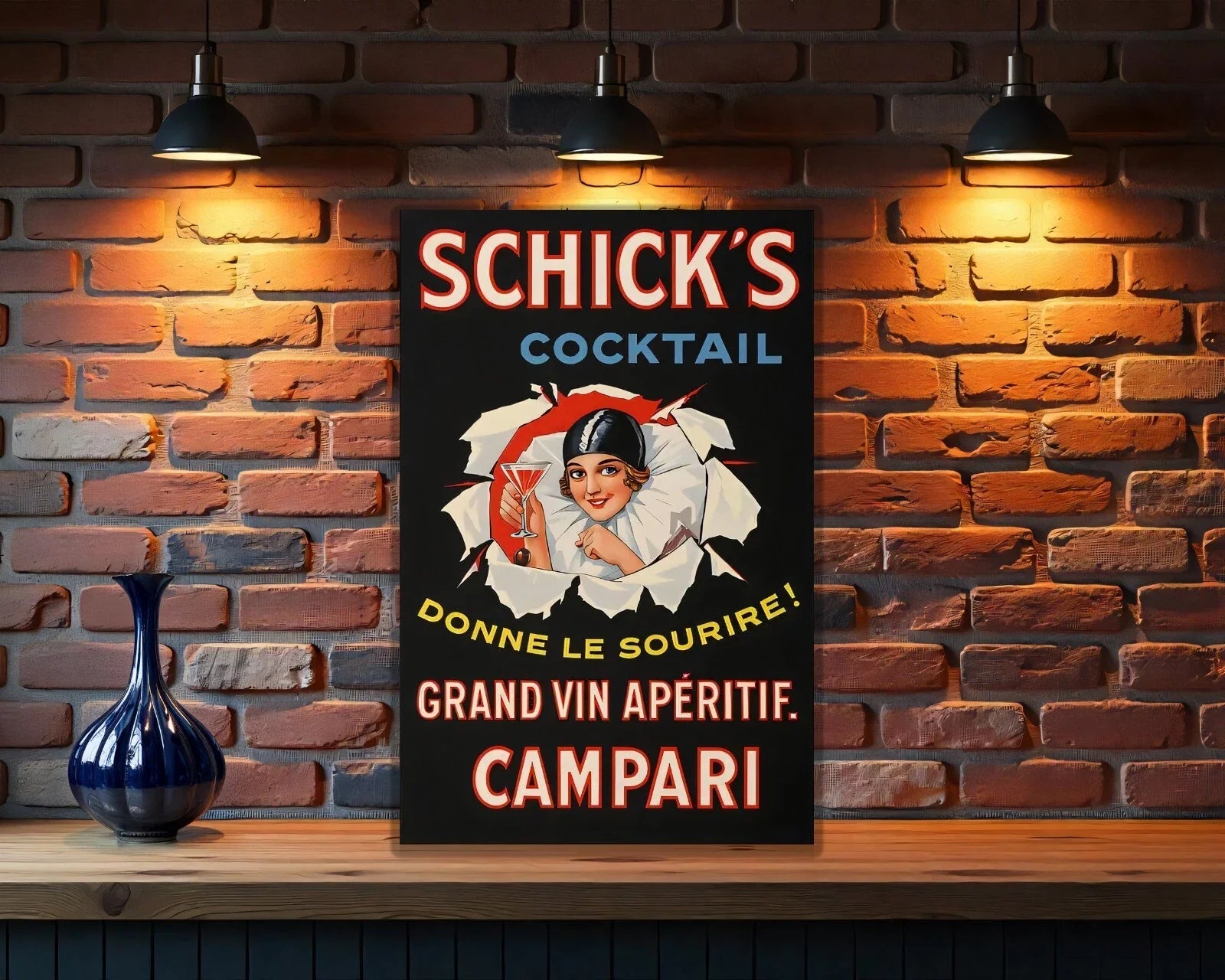 Campari French Schick's Cocktail Metal Tabela