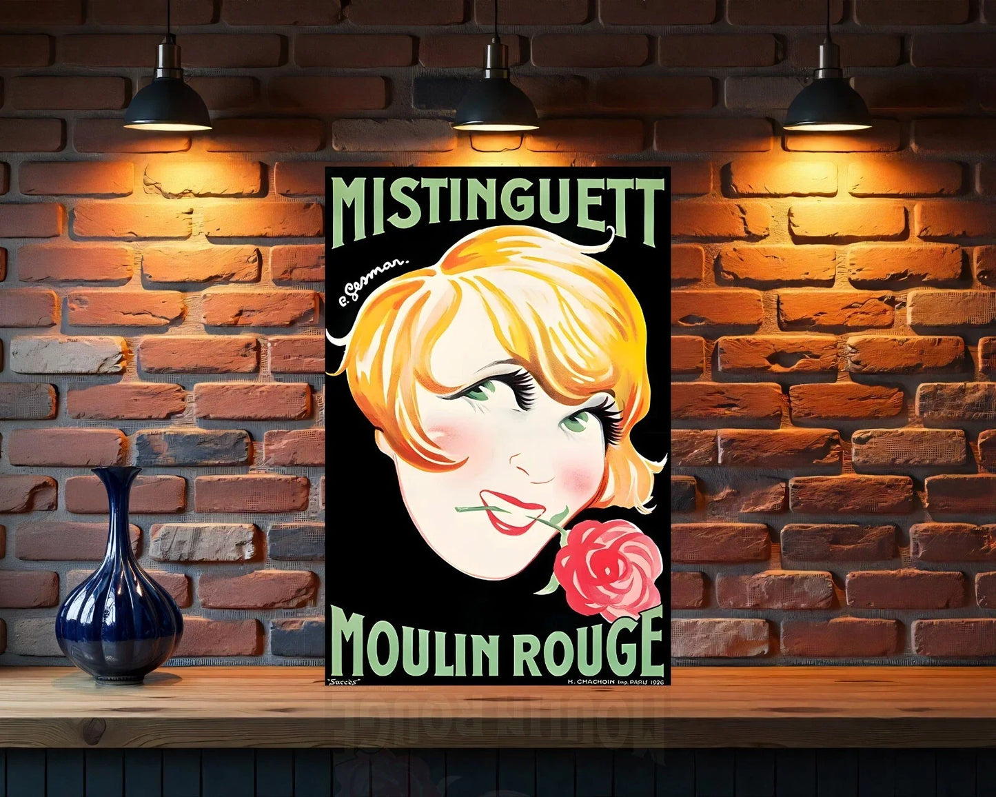 Mistinguett - Moulin Rouge Vintage French Metal Tabela