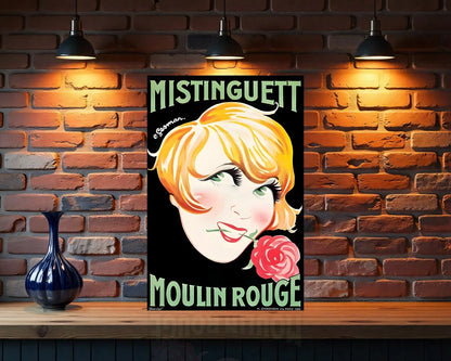 Mistinguett - Moulin Rouge Vintage French Metal Tabela