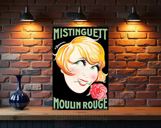 Mistinguett - Moulin Rouge Vintage French Metal Tabela