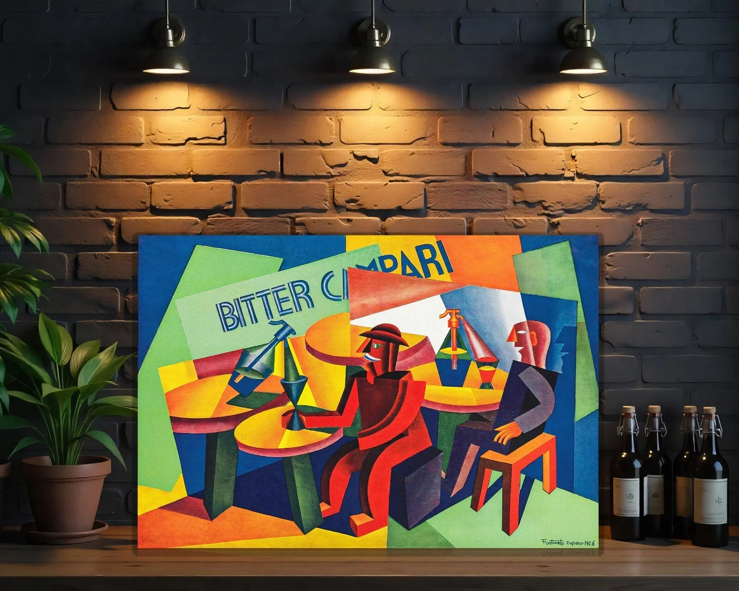 Campari Bitter Bar Scene Cubist Metal Tabela