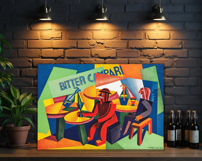 Campari Bitter Bar Scene Cubist Metal Tabela