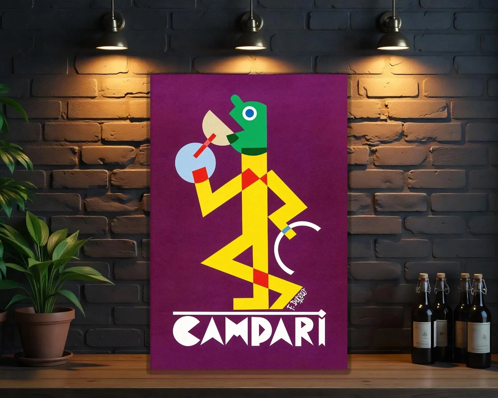 Campari Abstract Futurist Pop Art Tribute Metal Tabela