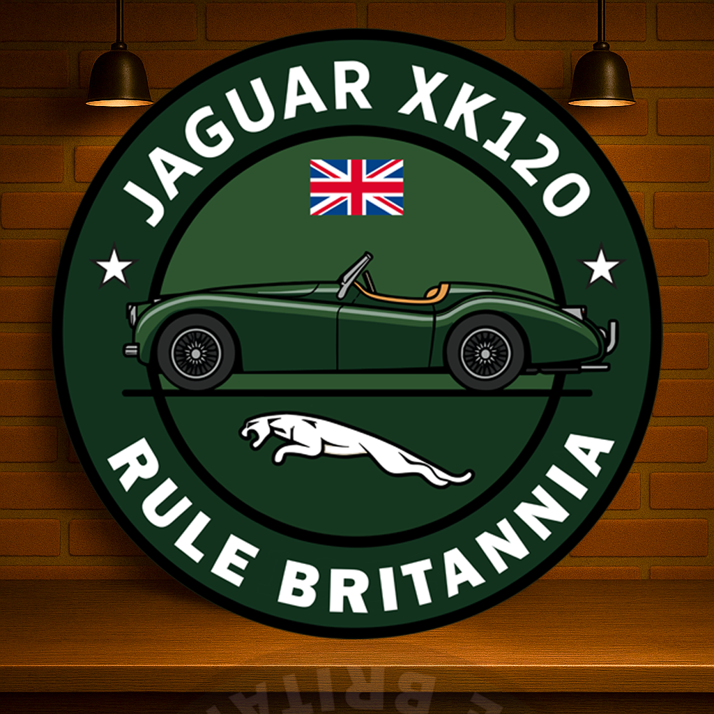 Jaguar XK120 Rule Britannia Metal Tabela