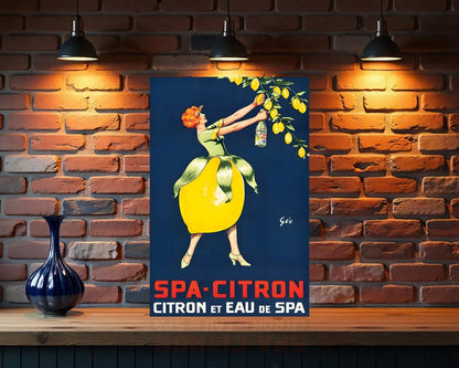 Spa - CItron Vintage Lemon Water Advertising Metal Tabela