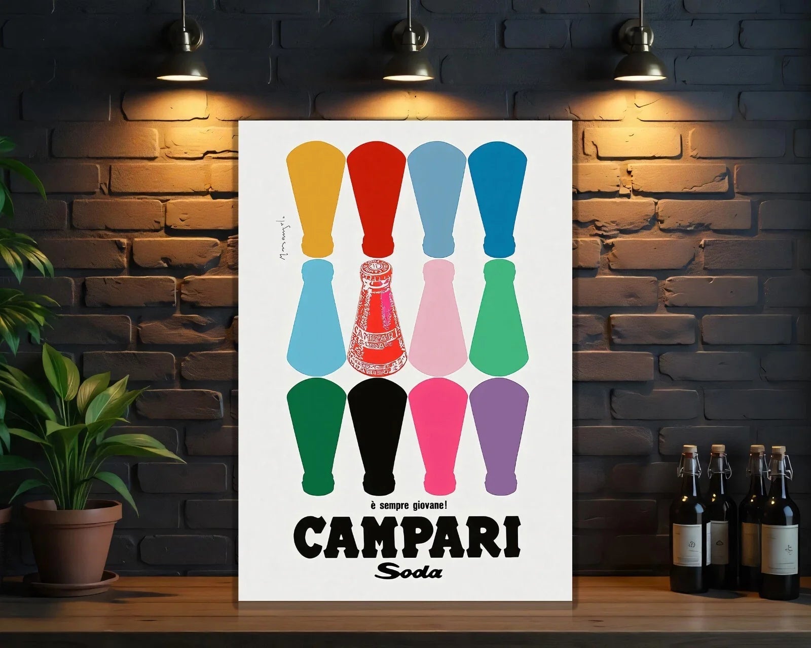 Campari Soda Pop "È Sempre Giovane!" Metal Tabela