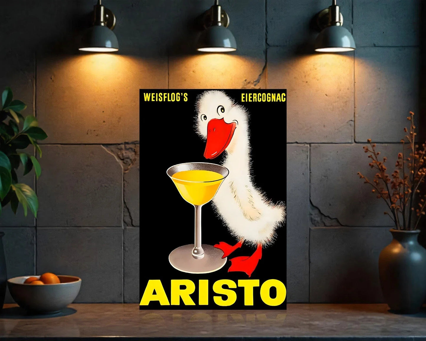 Aristo Weisflog's Eiercognac Advertising Metal Tabela