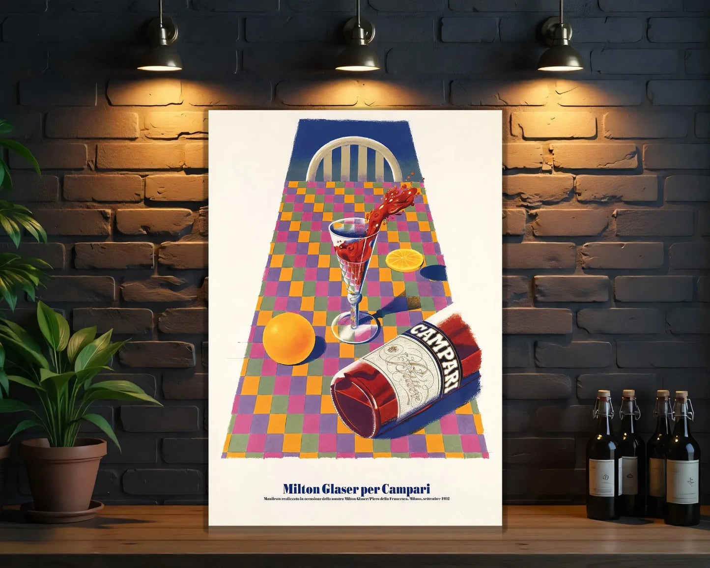 Campari Milton Glaser - Iconic Italian Art Metal Tabela