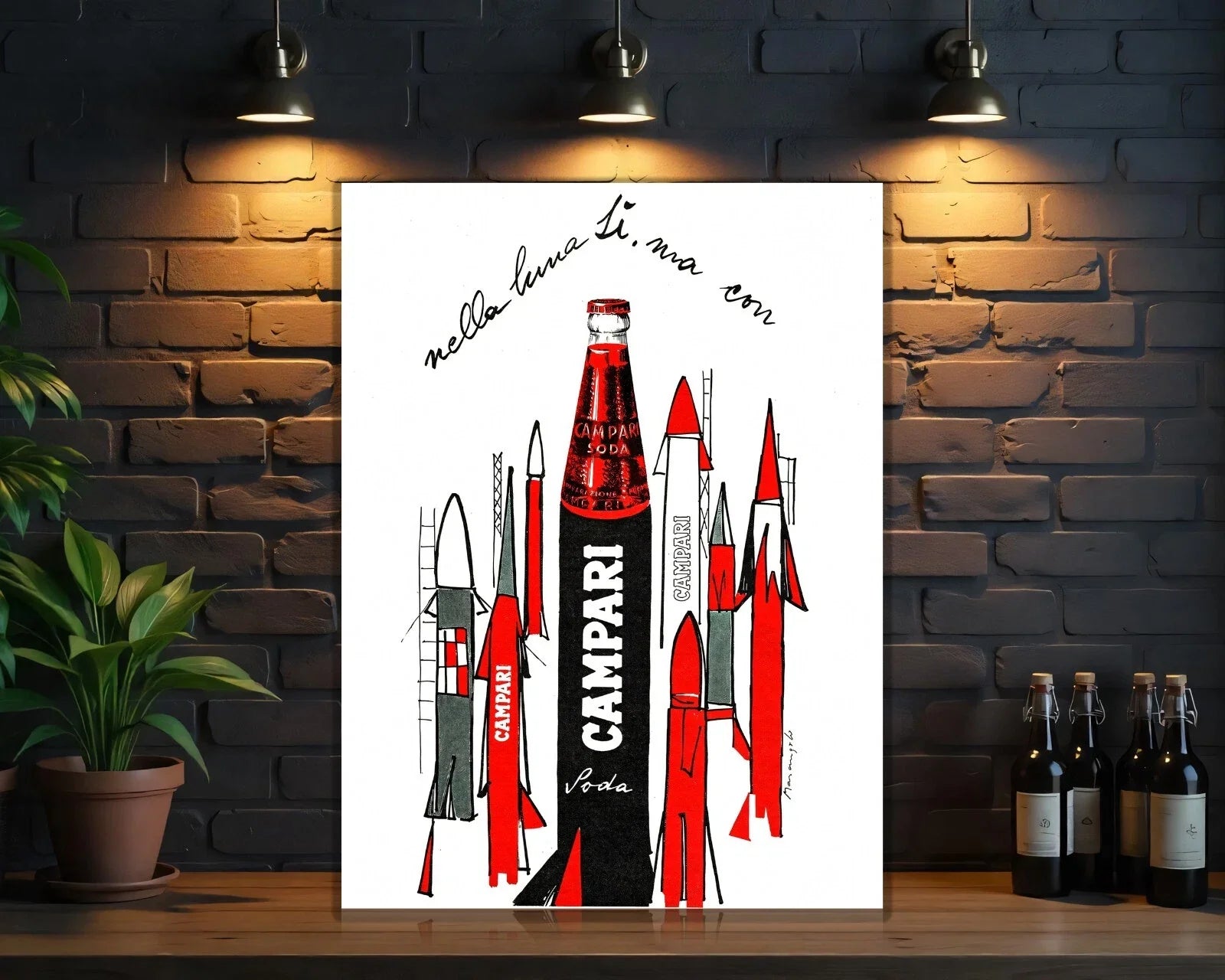 Campari Soda Rocket Space Age Metal Tabela