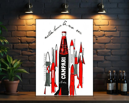 Campari Soda Rocket Space Age Metal Tabela