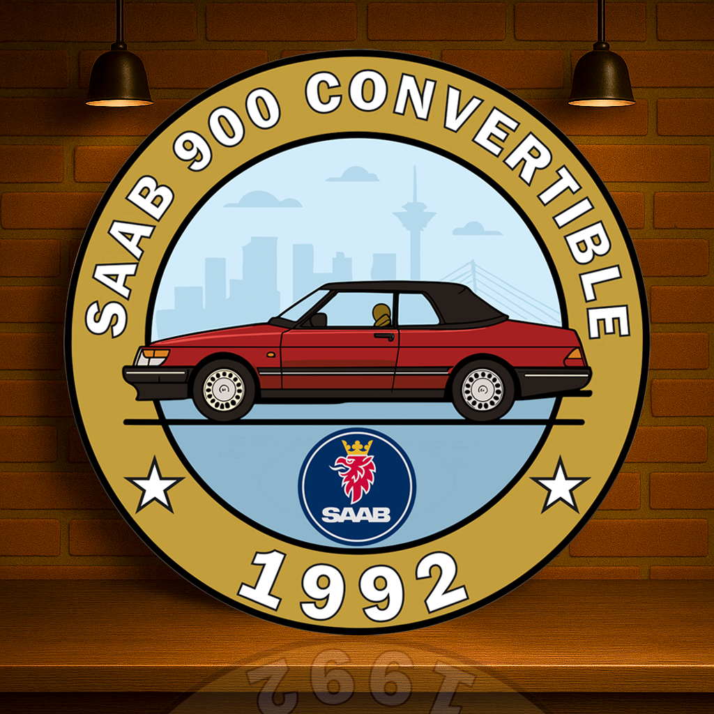Saab 900 (1992) Convertible Turbo Elegance on Swedish Wheels Metal Tabela