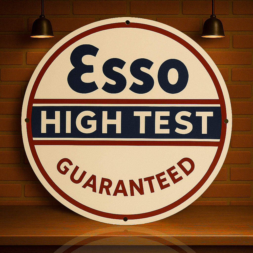 Esso High Test Guaranteed Gas Station Metal Tabela