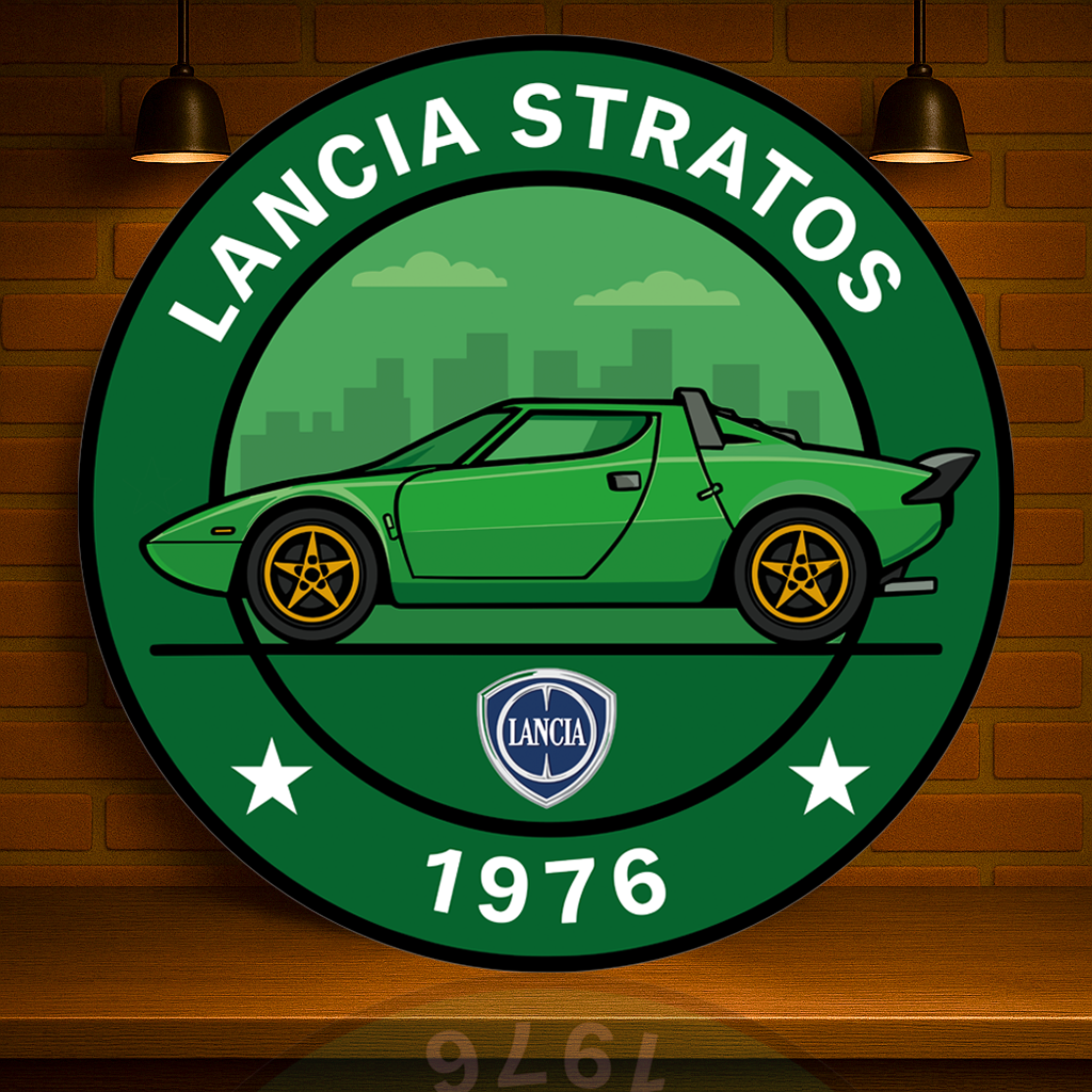 Lancia Stratos (1976) Rally Legend Reimagined Metal Tabela