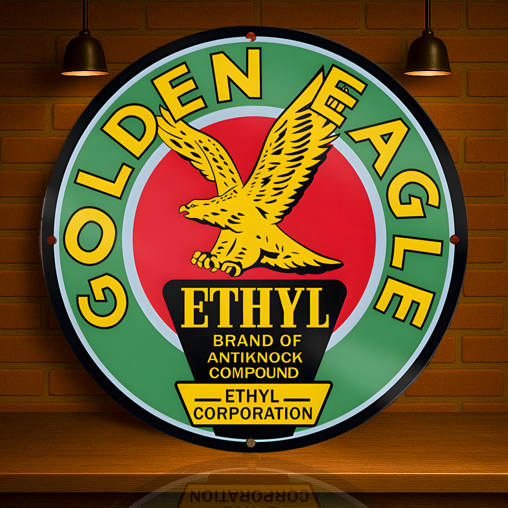 Golden Eagle Ethyl Gasoline Metal Tabela