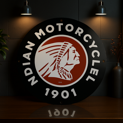 Indian Motorcycle 1901 Vintage Metal Tabela