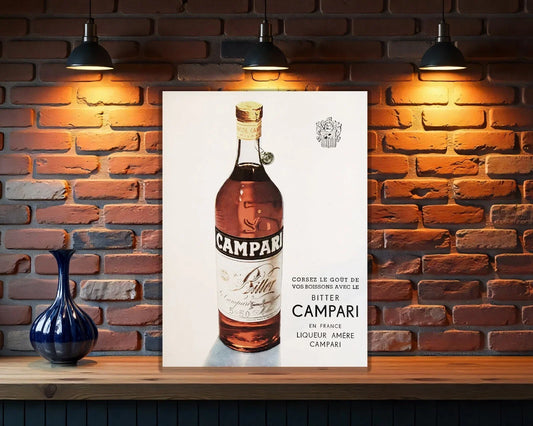Campari Bitter French - Minimalist Liquor Metal Tabela