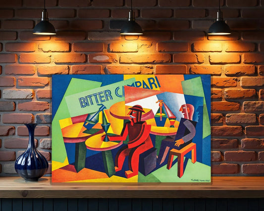 Campari Bitter Bar Scene Cubist Metal Tabela