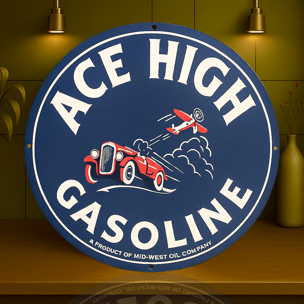 Ace High Racing Car Gasoline Metal Tabela