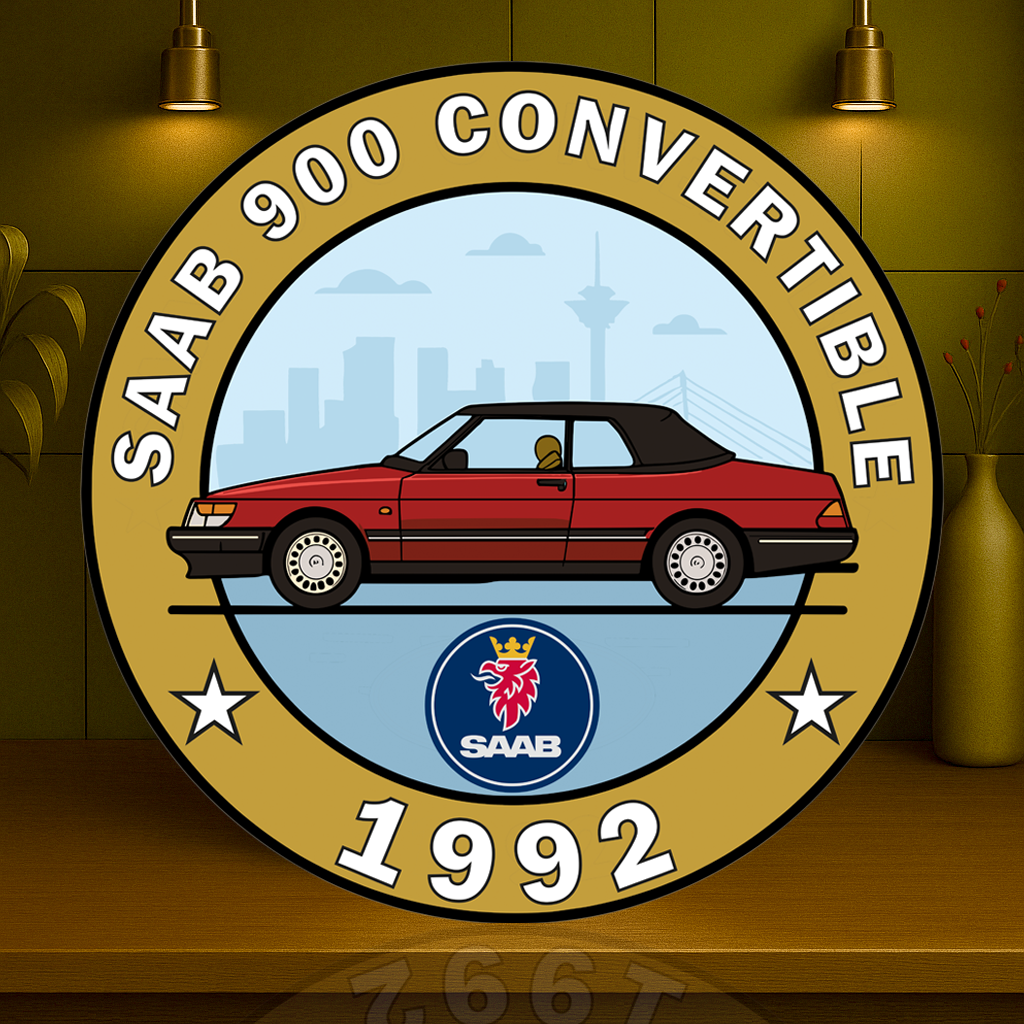 Saab 900 (1992) Convertible Turbo Elegance on Swedish Wheels Metal Tabela