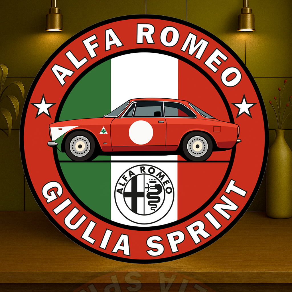 Alfa Romeo Giulia Sprint Italian Racing Soul Reimagined Metal Tabela
