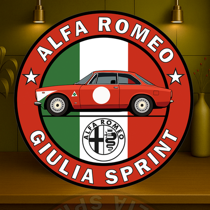 Alfa Romeo Giulia Sprint Italian Racing Soul Reimagined Metal Tabela