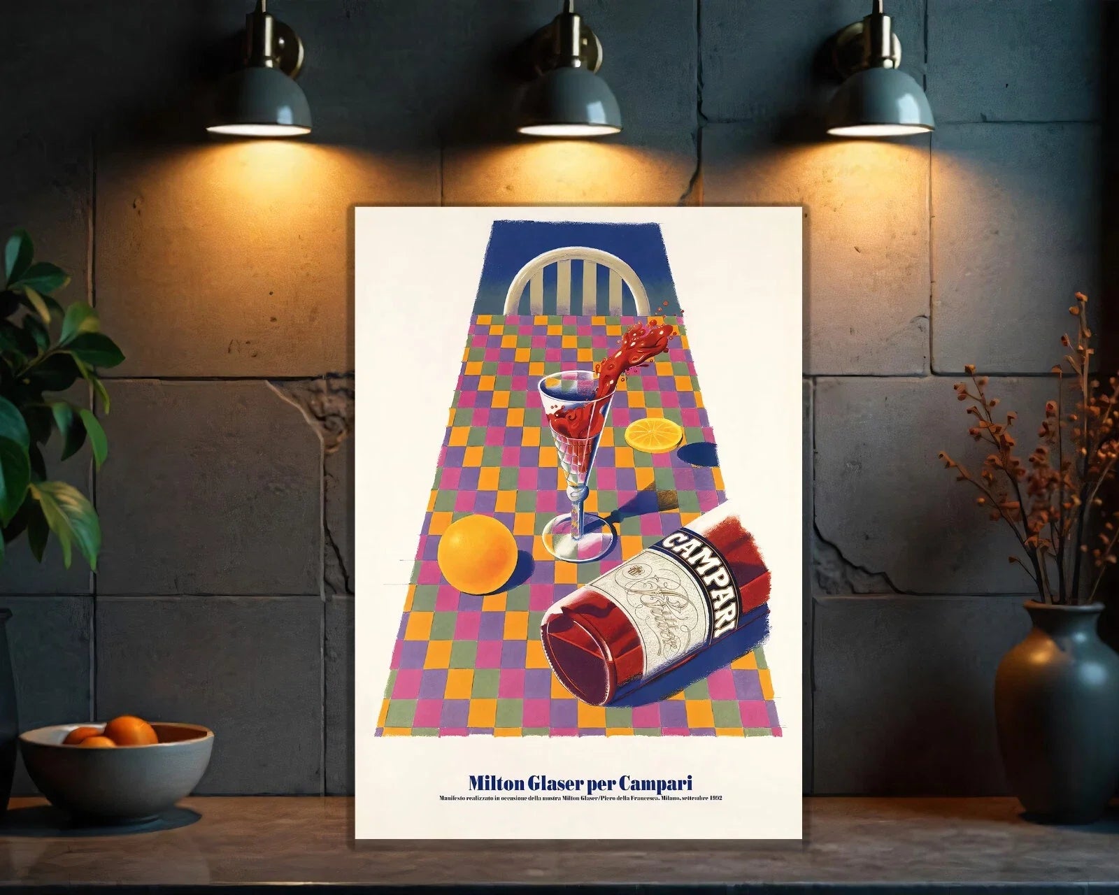 Campari Milton Glaser - Iconic Italian Art Metal Tabela