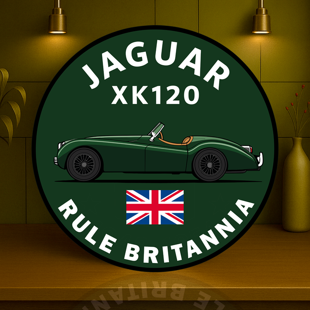 Jaguar XK120 Rule Britannia Metal Tabela