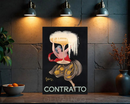 Contratto Champagne 1920s Italian Sparkling Wine Metal Tabela