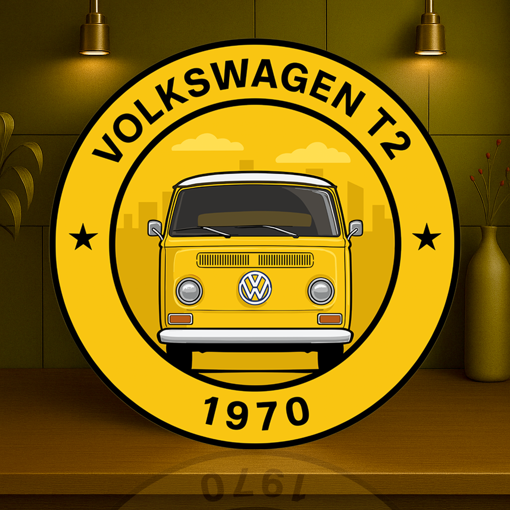 Volkswagen 1970 T2 Kombi Yellow Edition Metal Tabela