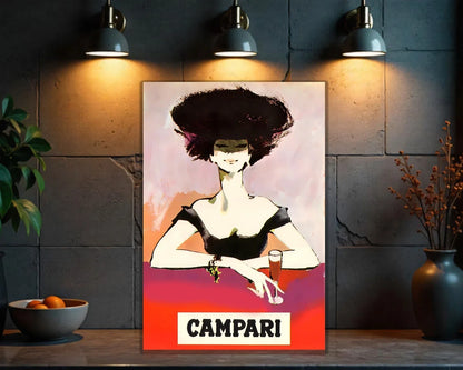 Campari "Afro Lady" Italian Bar Metal Tabela